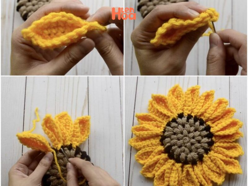 cách đan hoa hướng dương bằng len