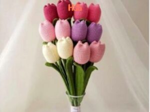Bó hoa Tulip len handmade