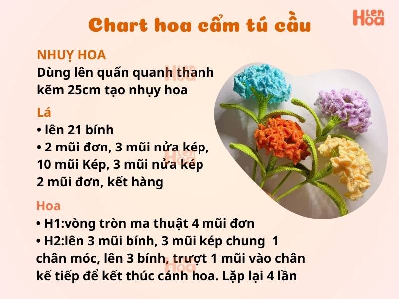 Chart móc len cẩm tú cầu đơn giản ai cũng làm được