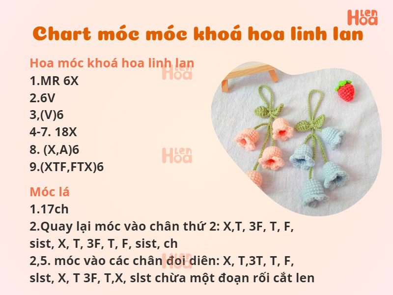 Chart móc móc khoá hoa linh lan dễ làm cho người mới