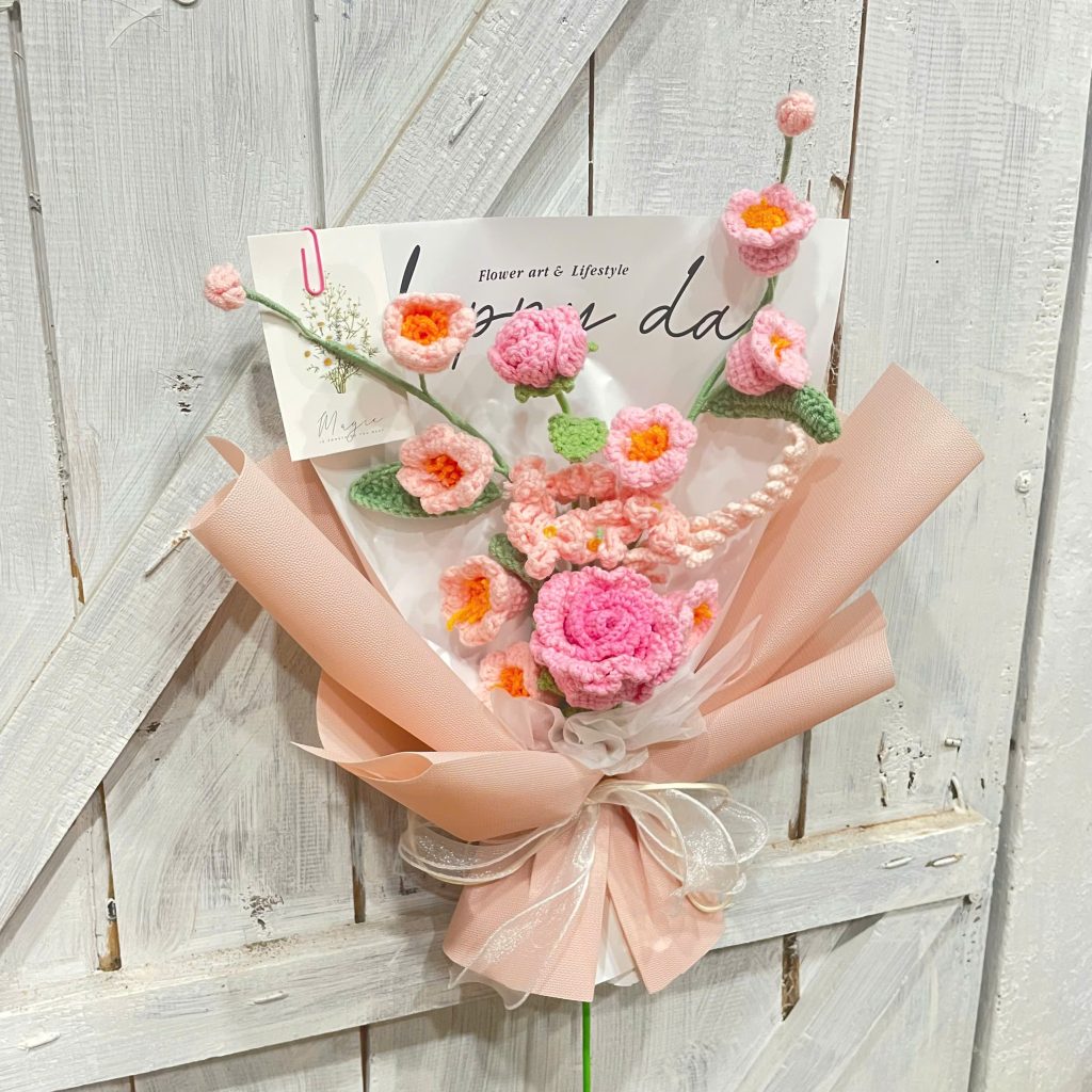 Bó hoa len tông hồng 